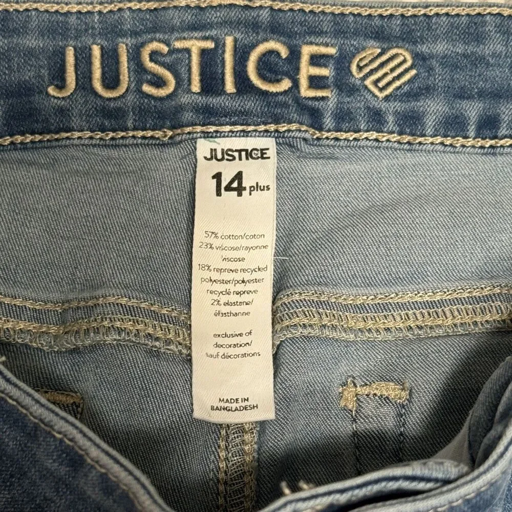 Justice‎ Girlfriend Raw Hem Distressed Blue Jegging Stretch Jeans Girls 14 Plus